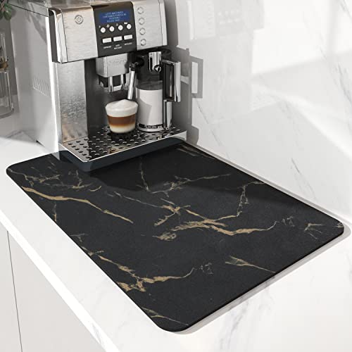 AMOAMI Coffee Mat Hide Stain Rubber Backed Absorbent Dish Drying Mat for Kitchen Counter - Fits Under Coffee Maker or Machine - size: 12"x19"