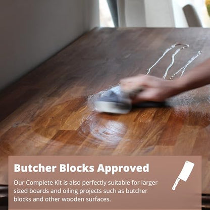 The Block & Board Company Specialist Chopping Board Complete Kit Food Grade Soap, Wax & Oil | Cleans, Nourishes, Seals & Protects Wood, Butcher Blocks, Countertops & Utensils | 3 Piece Set - size: Complete Kit