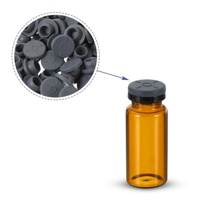 PATIKIL 20mm Vial Rubber Stoppers, 100 Pack Mushroom Injection Ports Stopper for Opening Glass Vials and Liquid Culture Jars Bottles Tanks, Gray - size: 20mm