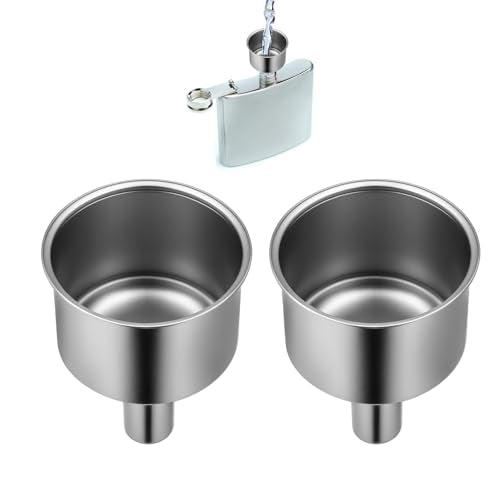 Stainless Steel Funnel for Flask Small Kitchen Funnel Set with 3/8" Spout for Transferring Coffee Beans Spice Blends Beer Oil Bottle