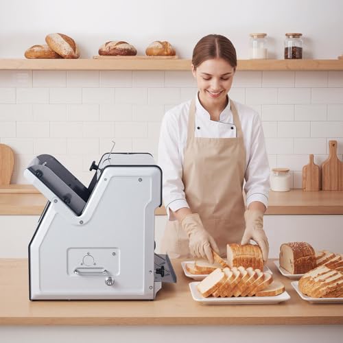 VEVOR Electric Bread Slicer, 370W 1680RPM Bread Slicing C, Stainless Steel Countertop Bread Cutter Machine for 12mm Slice Thickness, Commercial & Home Use for Bakeries Restaurants, 120V - size: Electric