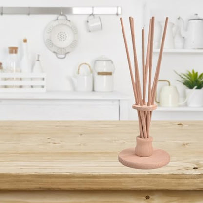 Wooden Drying Rack Stand with 8 Sticks for Bags & Bottles, Compact Countertop Organizer (39cm/15.35in)