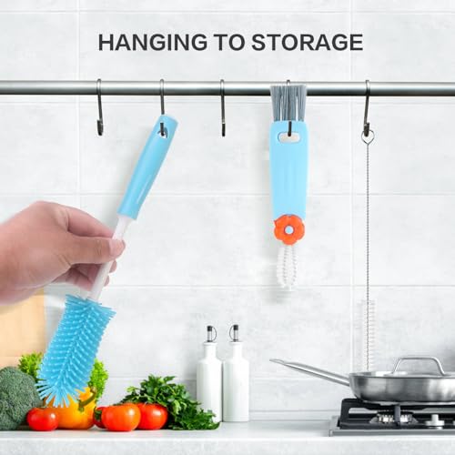 3 Pack Cleaner Brush Kit for Stanley, Bottle Cleaner Brush Set with Straw Brush Cleaner and Cup Lid Cleaning Brush for Stanley Cup, Tumbler Cups, Drinking Glass (Blue) - color: Blue