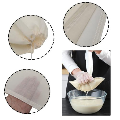 3 PCS Nut Milk Bag, 12" x 13.8" Cheese Cloths Bag for Straining, Natural Unbleached Cotton Cheesecloth Bags, Reusable Strainer Bags for Juice, Almond Milk, Yogurt, Coffee - size: 13.7"x11.8"