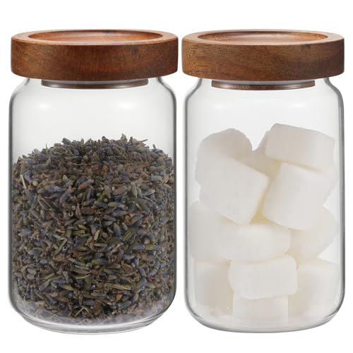 Small Glass Jar with Lids Mini Glass Bottle Glass Storage Canister Borosilicate Glass Containers for Spice Ground Nut Pasta Sugar Candy Tea (6.7oz（200ml)-2 PACK - color: 6.7oz（200ml)-2 PACK