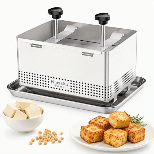 Tofu Press Stainless Steel, Adjustable Paneer Maker & Cheese Press | Make Extra Firm Crispy Tofu in 10–30 Minutes,Food Grade Tofu Maker with Drip Tray & Cheese Cloth, BPA Free, Dishwasher Safe - size: XL