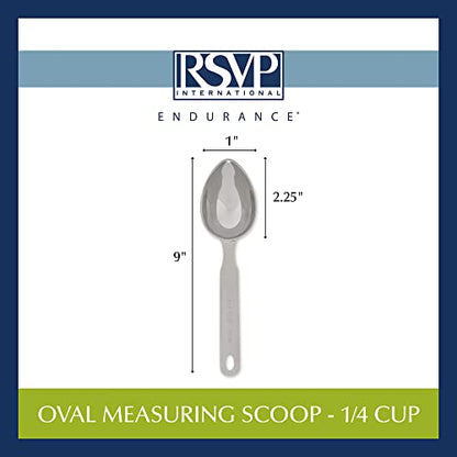 RSVP International Endurance Oval Measuring Scoop, 1/4 cup, Stainless Steel - size: Oval, 0.25-Cup