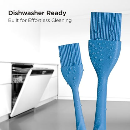 Kitchen Mama WaltzGrip 플래티넘 실리콘 베이스팅 페이스트리 브러시, 블루 | 내열성, 요리, 베이킹, 그릴링, 오일 또는 버터 스프레딩용, 식기세척기 사용 가능 - color: 블루.