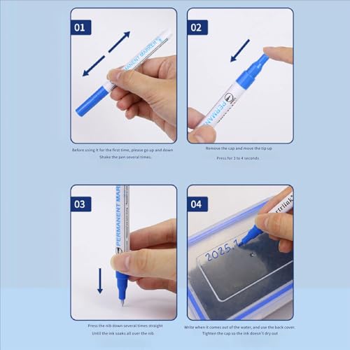 Individulized Freezer Marker Pen with Smudges Inks Ergonomic Designs for Easy Identification of Food and Samples Low Temperature Marker Pen - color: Blue