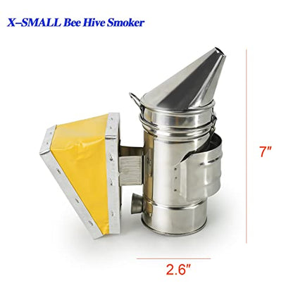 Luwint Kids Bee Smoker Kit, 7 Inch Mini Bee Hive Smoker with X-Small Beekeeping Gloves for Boys Girls 4-10 Years, Real Beekeeping Tools for Single Beehive and Starters - color: For Kids+Gloves