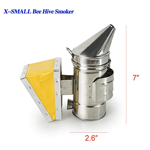 Luwint Kids Bee Smoker Kit, 7 Inch Mini Bee Hive Smoker with X-Small Beekeeping Gloves for Boys Girls 4-10 Years, Real Beekeeping Tools for Single Beehive and Starters - color: For Kids+Gloves