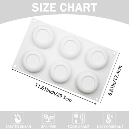 Silicone Round Shape Baking Molds, 6-Cavity Round Mousse Molds for Pastry, French Dessert, Chocolate, Cake, Mousse - color: White-R0191