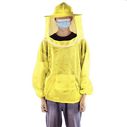 Beekeeping Jacket, Bee Suit Bee Jacket with Veil Professional Ventilated Beekeeper Suit Beekeeping Tools (Yellow) - color: Yellow