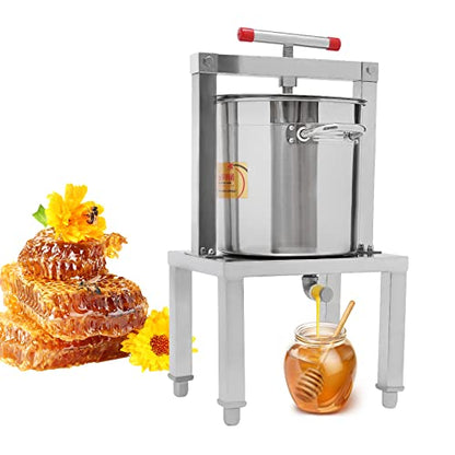 13.25L Large Fruit Honey Press Machine, Beeswax Extractor Beekeeping Machine Stainless Steel Strainer Manual Bee Honey Presser for Press Fruits Vegetables Wine Juice Making - size: 13.25L Silver