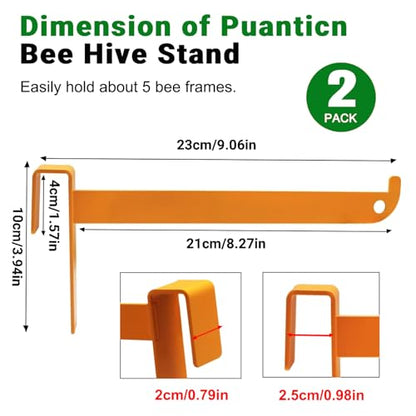 Bee Hive Stand, 2 Pcs Bee Frame Holder, Yellow Stainless Steel Beehive Frame Perch, Beehive Inspection Bracket, Beekeeping Supplies for Honey Harvesting & Inspection, Bee Hives Boxes Starter Kit - color: YellowA-2pcs