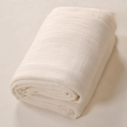 THE ART BOX Double Gauze Cotton Fabric by The Yard - 100% Cotton Muslin Fabric for DIY Craft & Sewing Material Like Dress, Towel, Bedding Sets, Cheesecloth, Boho Table Runner Fabric (White, 1 Yard) - size: 1 yard pre cut
