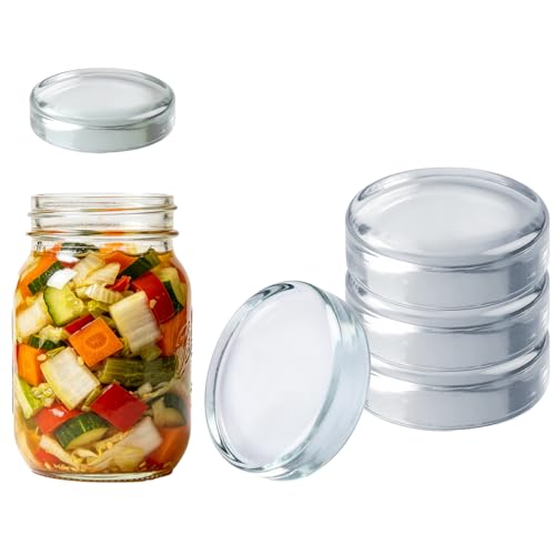 4 Pack Fermentation Weight,Glass Fermenting Weights for Wide Mouth Mason Jars,Fermentation Kit for Sauerkraut,Pickles Dishwasher Safe - style: Flat