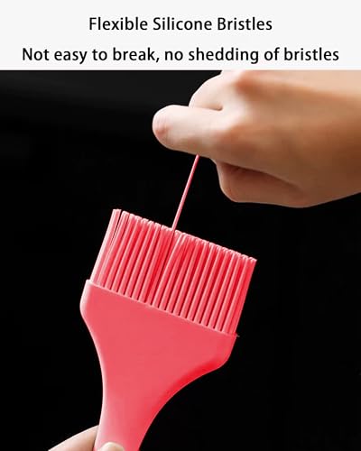 2Pcs Silicone Basting Pastry Brush - Heat Resistant Cooking Brushes Food Brush for Oil, Sauce, BBQ, Baking Outdoor Grill Dishwasher Safe – Red - color: Red