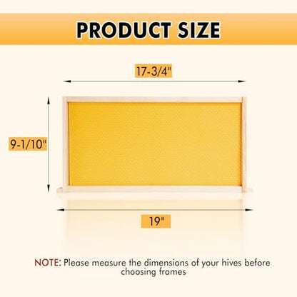 POLLIBEE 10 Pack Beehive Frames with Wax Dipped Plastic Foundations, Deep Brood Box Bee Frames 9-1/8 Inch for Beekeeping (Yellow) - size: Deep Yellow
