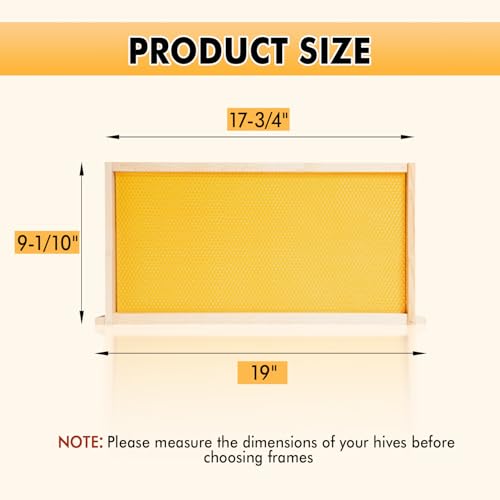 POLLIBEE 10 Pack Beehive Frames with Wax Dipped Plastic Foundations, Deep Brood Box Bee Frames 9-1/8 Inch for Beekeeping (Yellow) - size: Deep Yellow