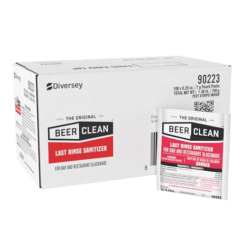 Diversey-90223 Beer Clean Last Rinse Glass Sanitizer, .25oz Powder Packet (100 Pack)