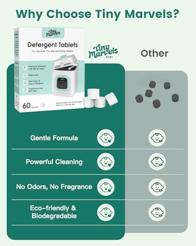 Bottle Washer Detergent Tablets 60PCS Effective for Milk Residue | Compatible with Momcozy, Baby Brezza, Grownsy & All Brands, Cleans Odor, Safe for All Baby Bottles - size: 1 Count (Pack of 60)