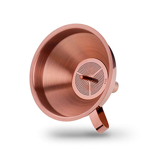 Stainless Steel Wide Mouth Funnels with Detachable Strainer, 5-inch Funnel for Filling Small Bottles and Jars, Cooking Oil and Transmission Liquid, Food Grade Metal Kitchen Funnels Rose Gold - color: Rose Gold