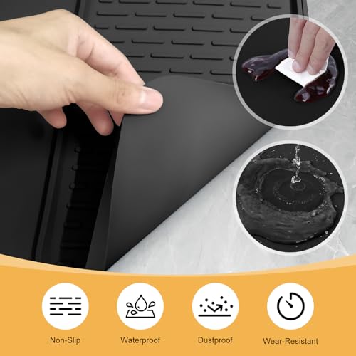Silicone Coffee Mat, 24''x16'' Bar Mat with Detachable Dish Drying Mat - Fits Under Coffee Maker & Dish Rack - color: Black, size: 16" x 24"