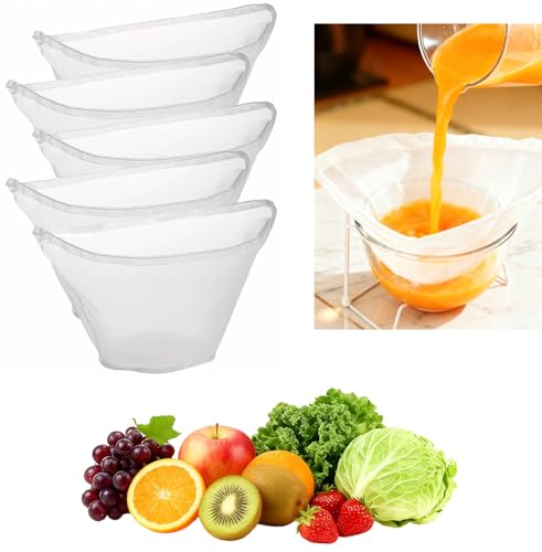 6PCS Cheese Cloth Filling Squeeze Nylon Bags, Bowl-shaped reusable nylon cheese cloth filter bag, Ultra Fine Mesh Strainer Bags, suitable for nut milk, juice, soy milk, dumpling fillings. (Medium) - color: 6PCS (Medium)