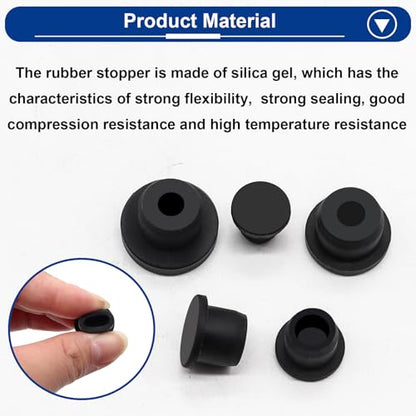 Tnisesm 30Pcs 5 Sizes Silicone Hole Plug Waterproof Replacement Rubber Tube Plug Black Bottle Stopper 9.5-15mm Inner Diameter Soft Flexible Reusable End Covers for Bottles Pipes Flower Pots - color: 30pcs 9.5-15mm