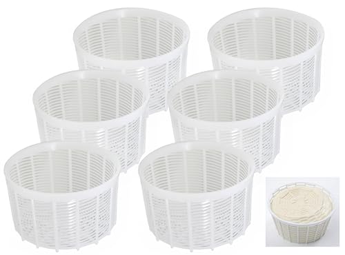 6 pcs Soft Cheese Mold for Cheese Making 1.25QT - Small Cheese Mold - Homemade Cheese Making Supplies - Cream Cheese Form Mold - Molde Para Queso Fresco Casero - Feta Ricotta Cheese Making Basket