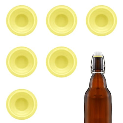 6PCs Dopamine color Silicone Gaskets Washers Seals for Cap Swing Flip Top Bottle-Red for Home Brew Beer Soda Bottle Sealing (Lemon Yellow) - color: Lemon Yellow
