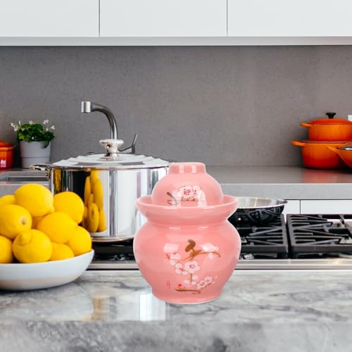 Garneck Ceramic Pickle Jar with Lid 2 Gallon Traditional Sealed Kimchi Storage Crock for Sauerkraut Fermentation and Kitchen Organization