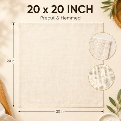 Reusable Cheesecloth, 20x20 Inch Hemmed 100% Unbleached Cotton Strainer Cloth, Washable for Cooking, Baking, Juicing & Cheese Making