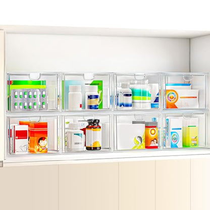 caktraie 6 Pack Small Clear Stackable Acrylic Storage Boxes for Art Tool & Sketch, Stroage Drawers, Makeup Organizer, Plastic Storage Bins For Vanity, Kitchen Cabinets, Pantry, Home Organization - style: 6 Small