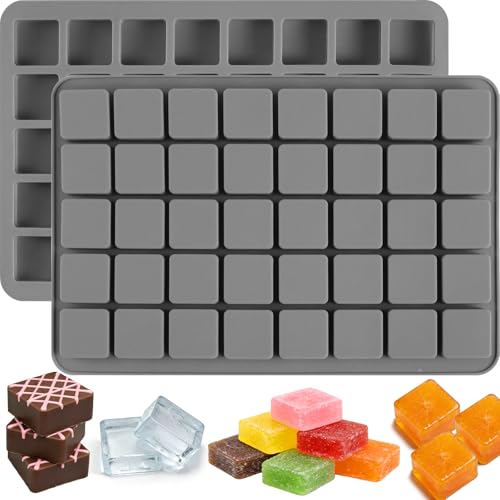 Square Silicone Mold,2 Pack 80-Cavity for Ice Cubes, Candy | Soft & Easy Demold, Sutiable for Jelly, Gummy, Hard Candy, Ganache,Truffles - color: 2Pcs 40 Cavity Square Molds