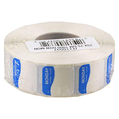 DayMark Day of the Week Dissolvable Label, Monday, 3/4" x 3/4", Blue (Roll of 1000) - size: Monday