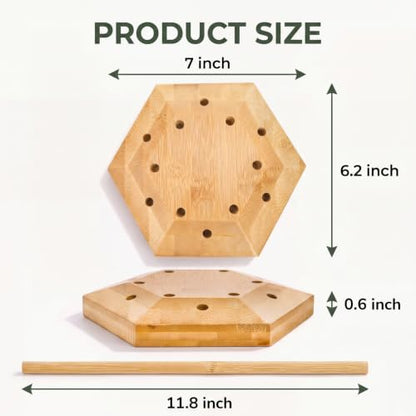 Elsjoy Set of 2 Plastic Bag and Bottle Drying Racks, Countertop Kitchen Bamboo Drying Stands for Cup, Mug, Gloves, Silicone Bags