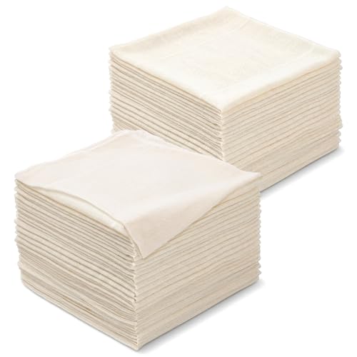 48 Pcs 20 x 20 Inches Cheese Cloths Bulk, Grade 100 Hemmed Cheesecloth for Straining, Unbleached Cotton Muslin Cloth Reusable for Cooking Baking Juicing Cheese Making