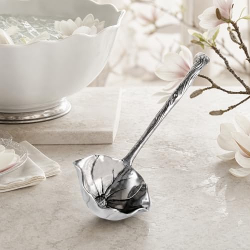 Arthur Court Magnolia Pattern Aluminum Serving Ladle - Elegant Punch/Soup Ladle for Entertaining - 12.5 Inch Long - size: 12.5 inches Magnolia