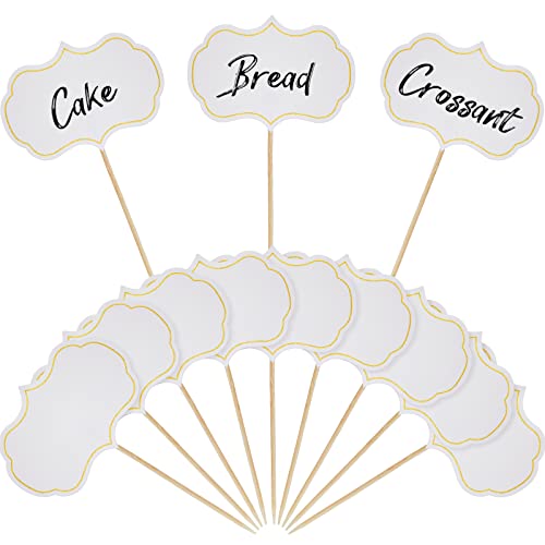 50 Pieces Cheese Markers for Charcuterie Board Buffet Labels Food Tags Blank Toothpick Flags Appetizer Signs Chalkboard Cupcake Toppers Picks for Wedding Birthday Party Decorations (White) - color: White