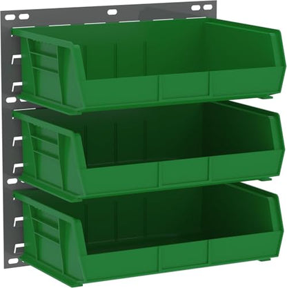 Akro-Mils 30255 AkroBins Plastic Storage Bins, Space-Saving Stackable Bins for Garage, Pantry, Craft Organization, 11" x 16" x 5", Green, 6-Pack - color: Green