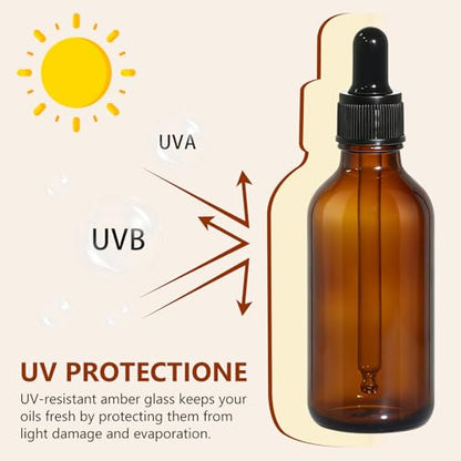 48 Pack 2oz Amber Glass Dropper Bottles, 60ml Leakproof Eye Dropper Bottles with Glass Droppers for Essential Oils, Tinctures, Serum, Hair Oil & Travel Liquids - size: 2oz