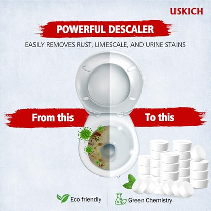 USKICH Toilet Bowl Cleaner - 80 PACK, Household Automatic Toilet Bowl Cleaners with Bleach, Bathroom Toilet Tank Cleaners Tablets with Sustained-Release Technology for Against Tough Stains - size: 1 Count (Pack of 80)