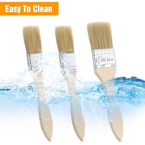 TIESOME 3 Pcs Natural Bristle Pastry Brush, Basting Brush for Baking, Cooking & Grilling, Wood Handle Sauce Brushes for Oil, Butter, Marinade (Wood, 6.89-7.48 Inch)