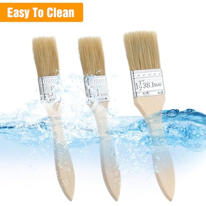 TIESOME 3 Pcs Natural Bristle Pastry Brush, Basting Brush for Baking, Cooking & Grilling, Wood Handle Sauce Brushes for Oil, Butter, Marinade (Wood, 6.89-7.48 Inch)