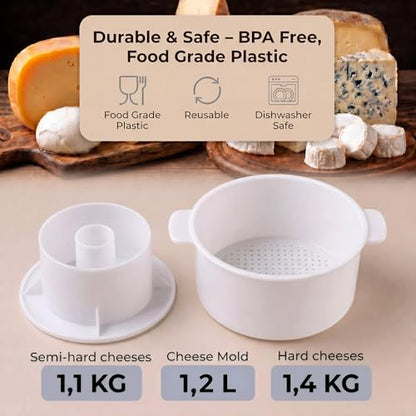 SHSH trade group Cheesemaking Supply Kit 1.2 L with Pressing Plate - Gouda Hard Cheese Mold and Presses Kits for Cheese Making Kit Maker - Cheese Mold and Press