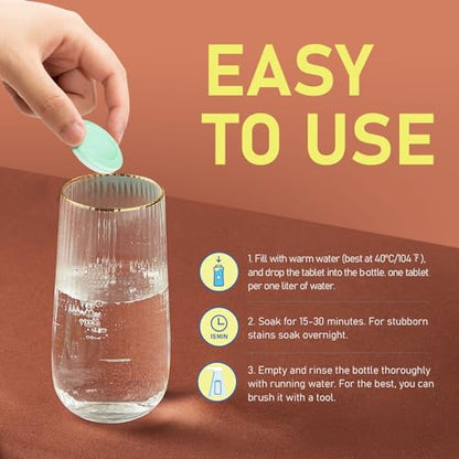 Water Bottle Cleaning Tablets, Bottle Clean Tablet for Hydration Bladders, Stainless Steel, Tumblers, and Glass Bottles, 36 count (Pack of 1), Apple - size: 1 Count (Pack of 36)