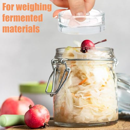 2 PCS Glass Fermentation Weights, Fermenting Lids for Wide Mouth Mason Jars, Canning Weights for Home Making Sauerkraut, Pickles, Kimchi
