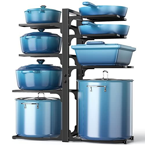 ORDORA Pots and Pans Organizer: under Cabinet, 20.8" Height Heavy Duty 120LBS Pots Pans Organizer Rack for under Cabinet 8-Tier Adjustable for Big Stockpots, Dutch Oven, Cast-iron Pans, Heavy Cookware - style: L-21"H-HeavyDuty